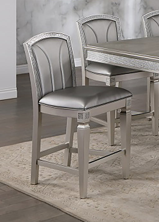 Crown Mark Furniture Klina Counter Height Chair in Silver (Set of 2) image