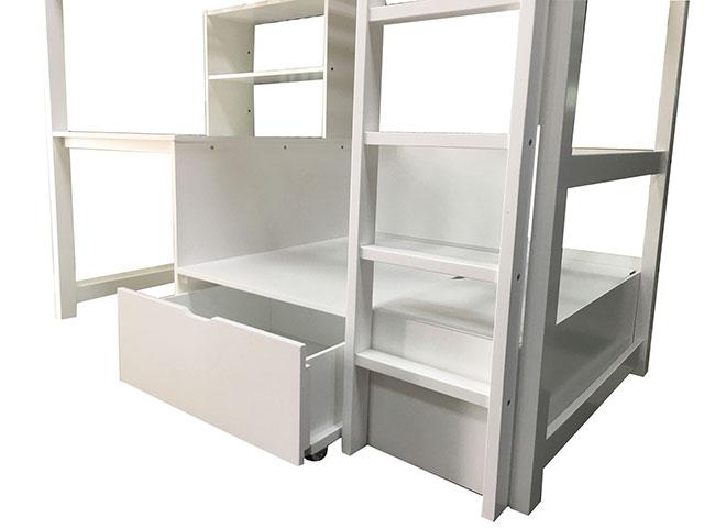 CALLISTUS Twin Workstation Loft Bed, White & Gray