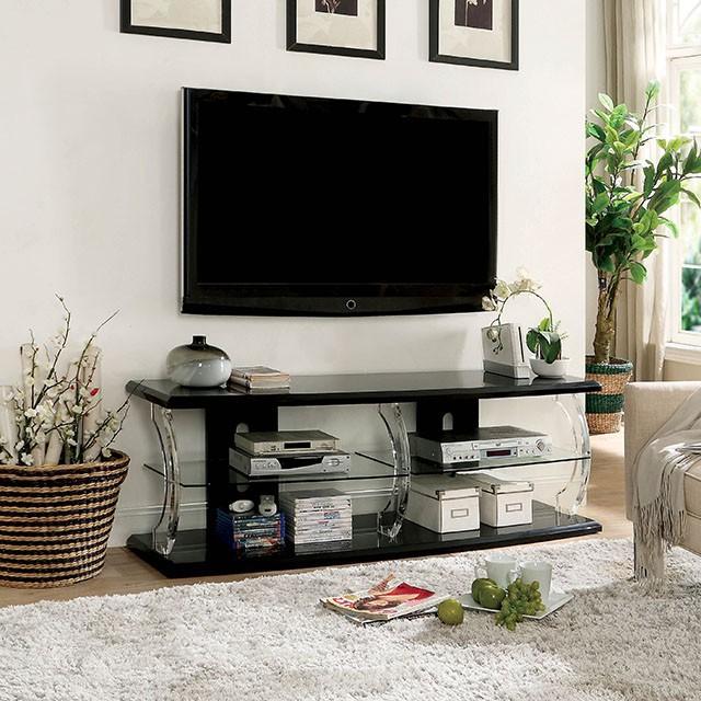 Ernst Black/Clear 60" TV Stand - Las Palmas Furniture (Salinas,CA)