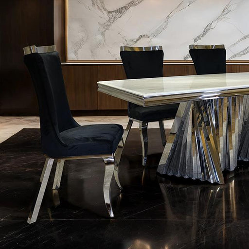 Basilicata 7 Pc Dining Table Set Chrome & Gold 5 - Las Palmas Furniture (Salinas,CA)