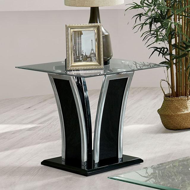 Staten Glossy Black/Chrome End Table image