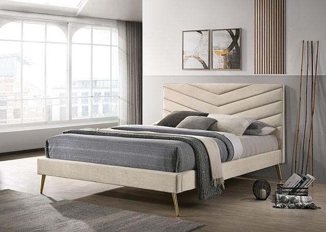 VIVAR E.King Bed, Beige