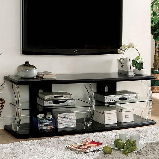 Ernst Black/Clear 60" TV Stand - Las Palmas Furniture (Salinas,CA)
