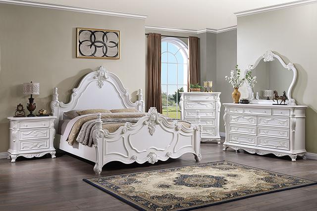 Francione E.King & Queen Bed White & Chrome