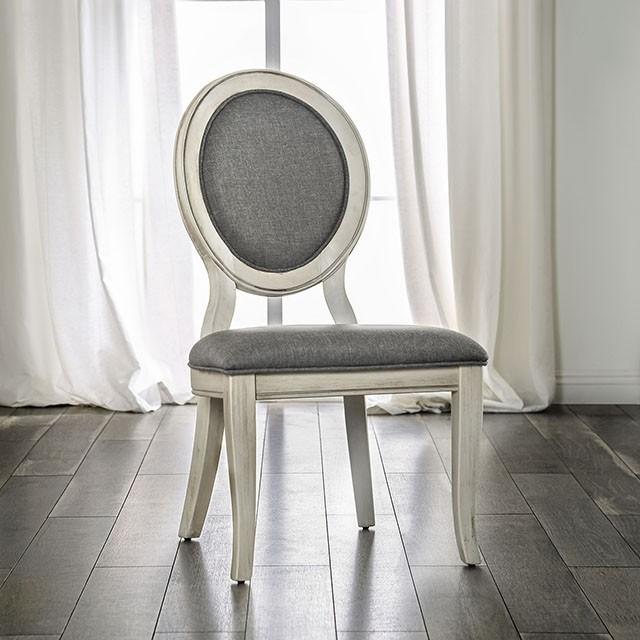 Kathryn Antique White/Gray Side Chair, Antique White (2/CTN)