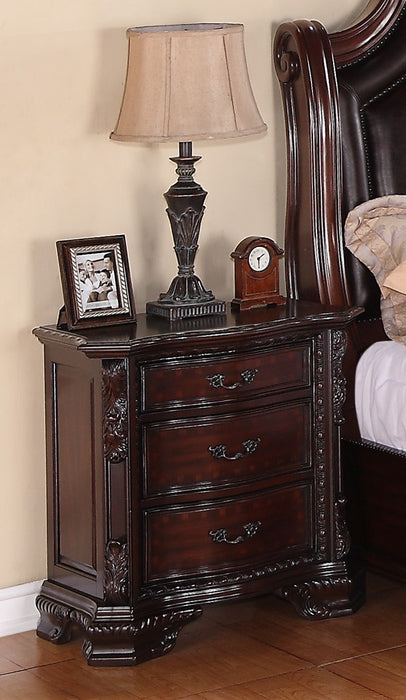 Crown Mark Furniture Sheffield Nightstand in Dark Cherry