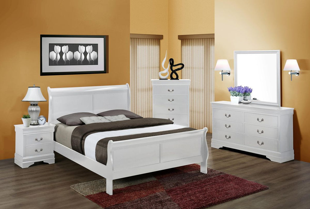 Crown Mark Louis Philip Twin Sleigh Bed in White