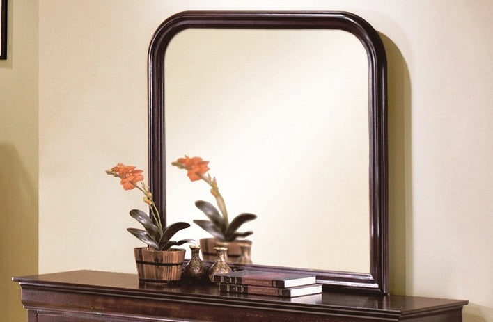 Crown Mark Furniture Louis Philip Dresser Mirror in Dark Cherry