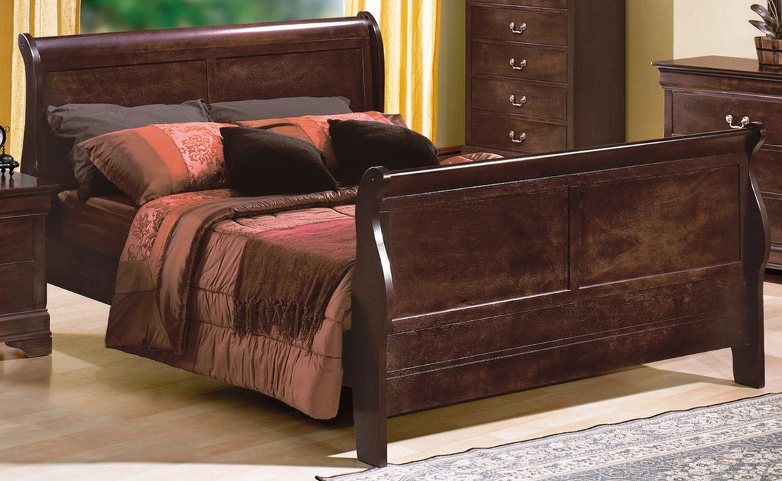 Crown Mark Furniture Louis Philip Queen Bed in Dark Cherry