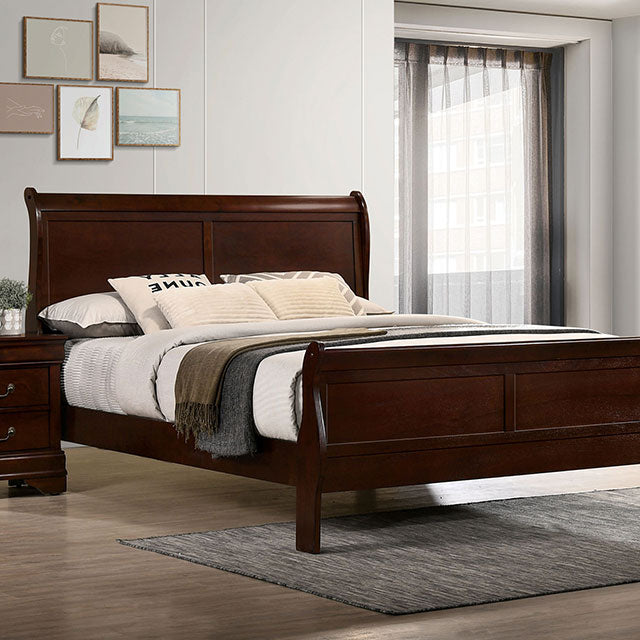 Louis Philippe E.King Bed Black, Cherry, & Gray