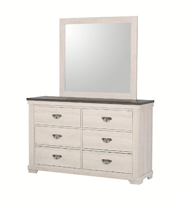 Crown Mark Furniture Leighton 6 Drawer Dresser in White