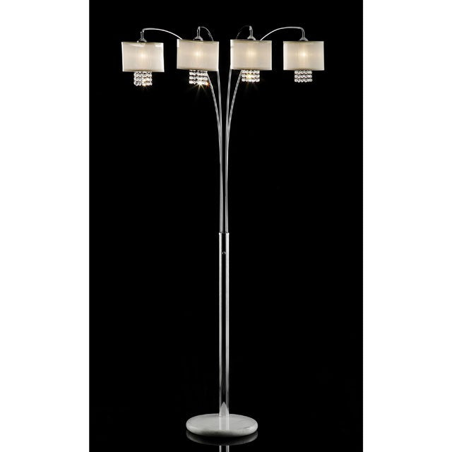 Claris Ivory/Chrome Arch Lamp, Hanging Crystal