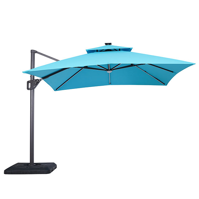 Sano 10 Ft Square Umbrella w/ Double Top w/ LED + 37" Large Base